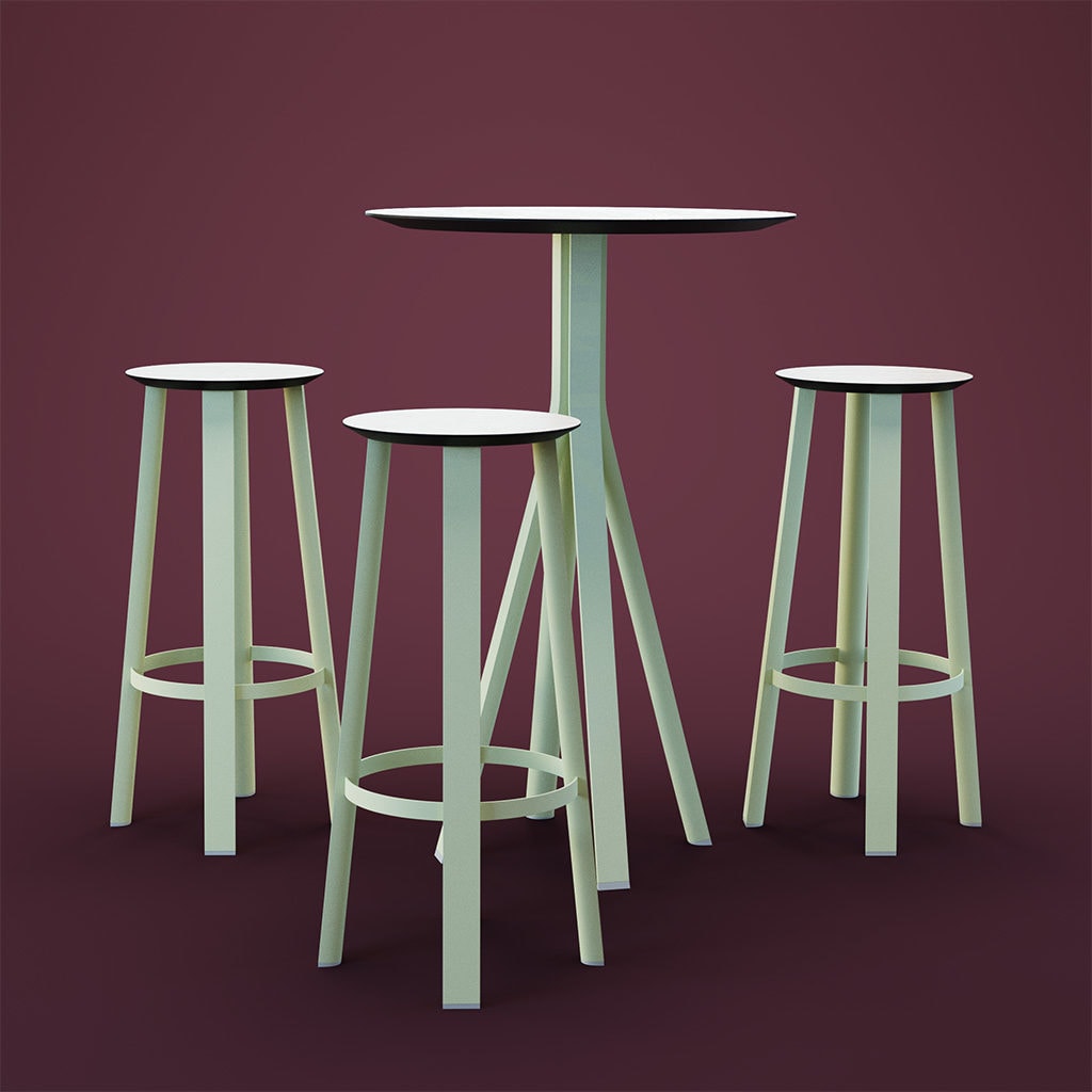 Round table with stools BlenderBoom